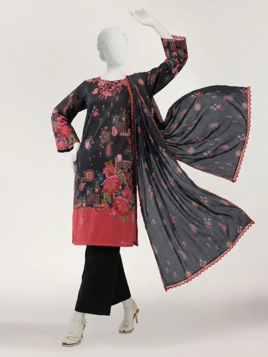 black lawn embroidered stitched 3pc