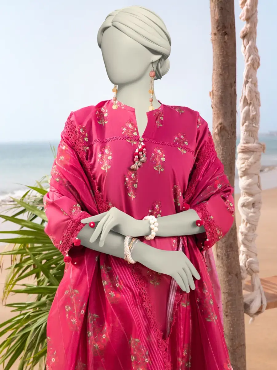 multicolor lawn embroidered women unstitched 2pc