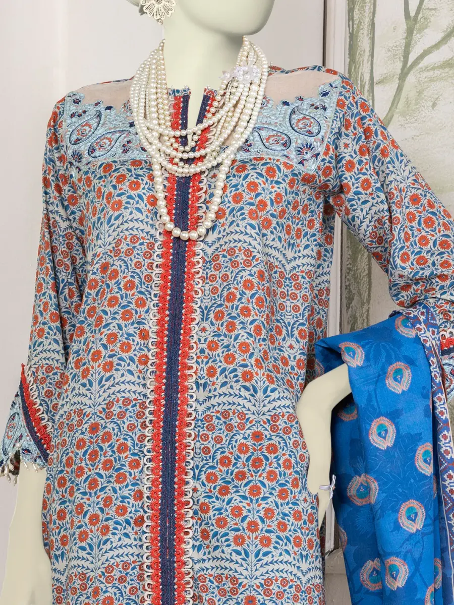 multicolor lawn printed unstitched 2pc