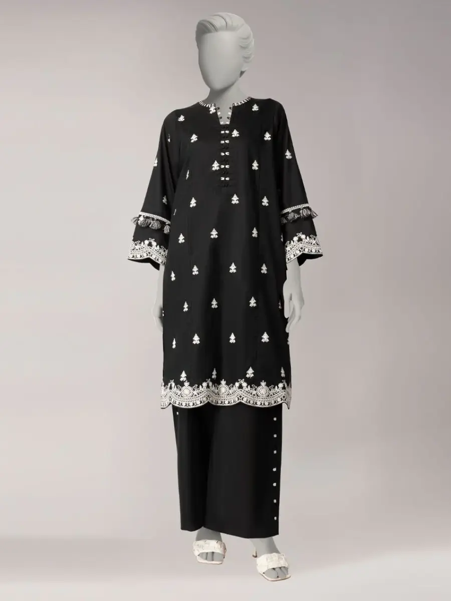 black lawn embroidered stitched 2pc