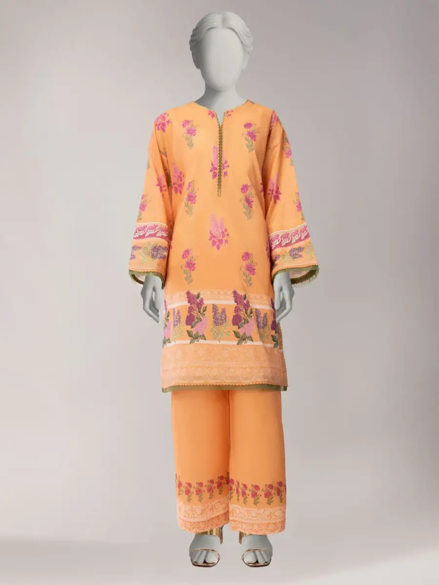 multicolor lawn embroidered unstitched 2pc