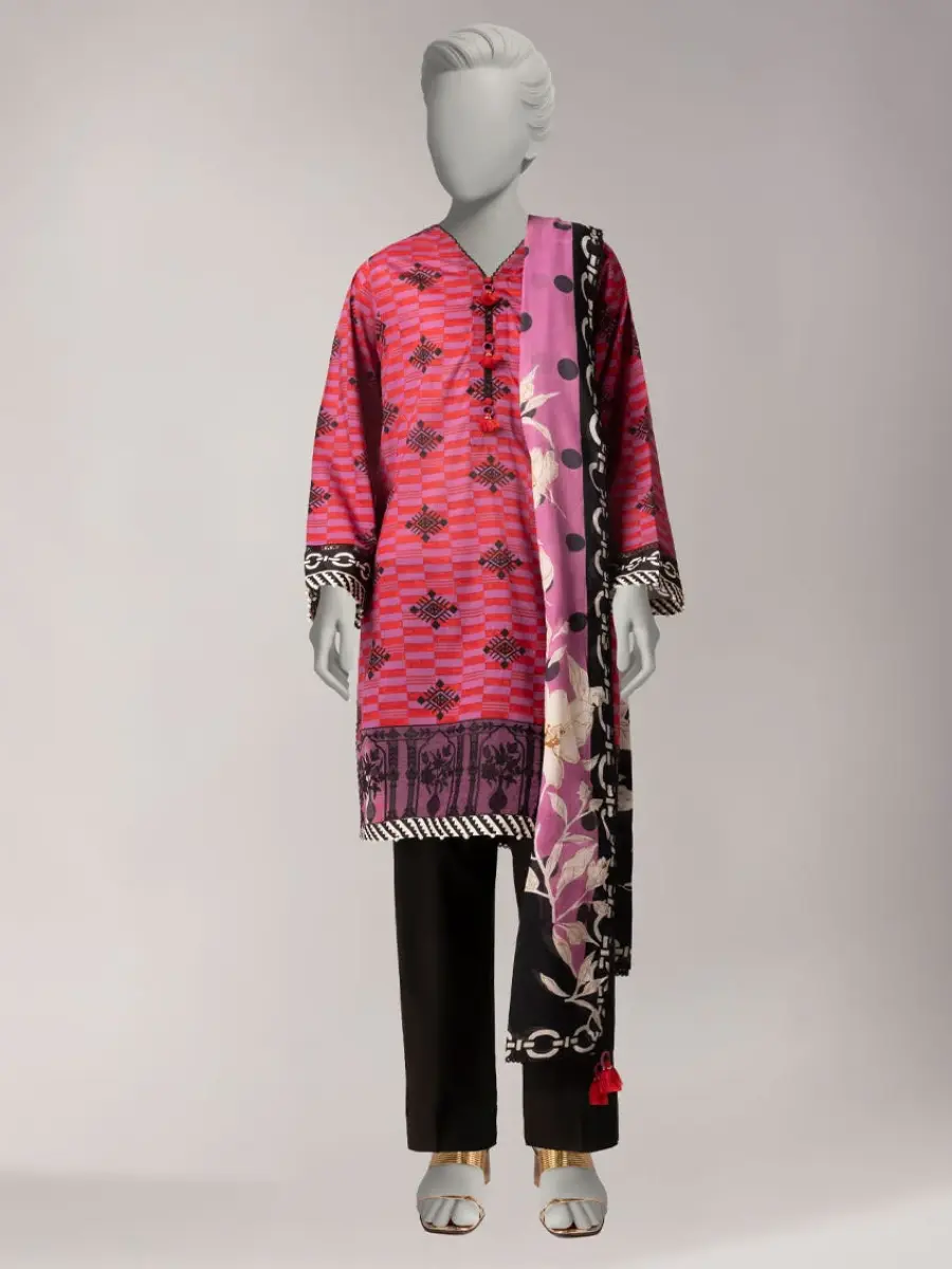 multicolor lawn embroidered women unstitched 2pc