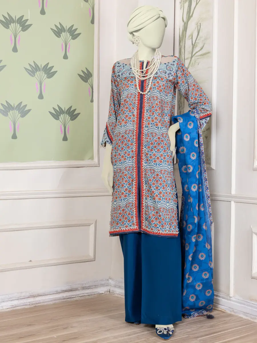 multicolor lawn printed unstitched 2pc
